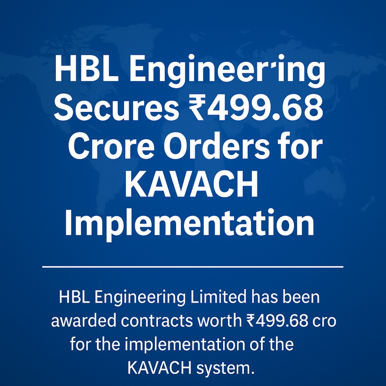 HBL Engineering Secures ₹499.68 Crore Orders for KAVACH Implementation in Indian Railways