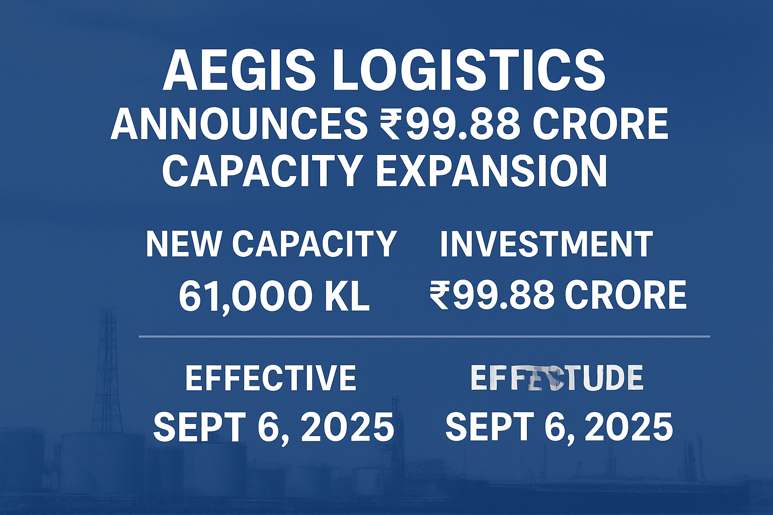 Aegis Logistics Adds 61,000 KL Capacity at Pirpau, Mumbai with ₹99.88 Crore Investment