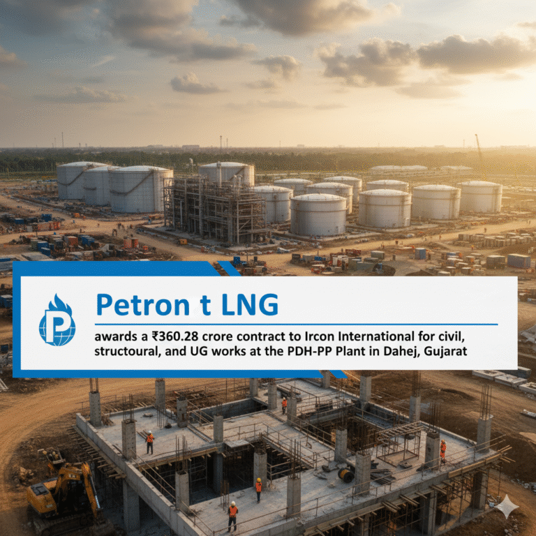 Petronet LNG Awards ₹360.28 Crore Civil Works Contract to Ircon International for Dahej PDH-PP Plant