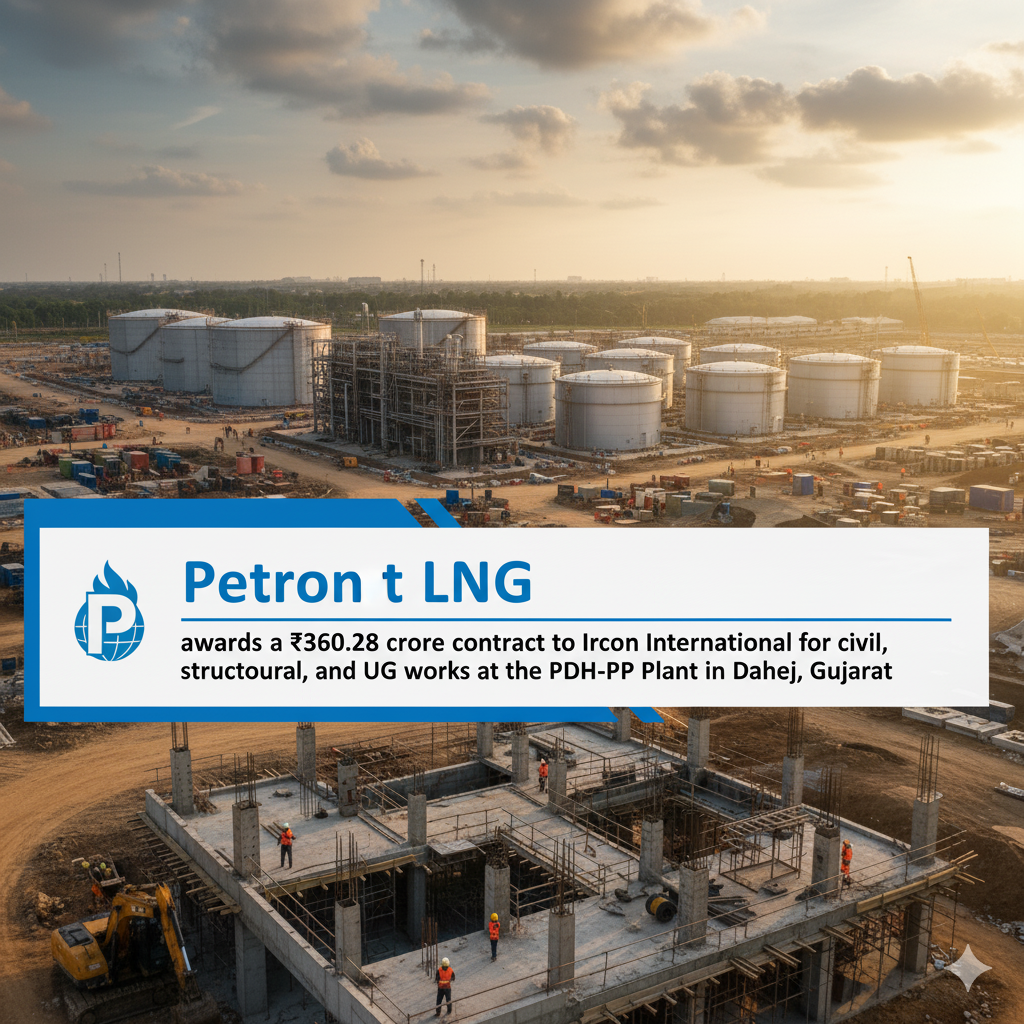 Petronet LNG Awards ₹360.28 Crore Civil Works Contract to Ircon International for Dahej PDH-PP Plant