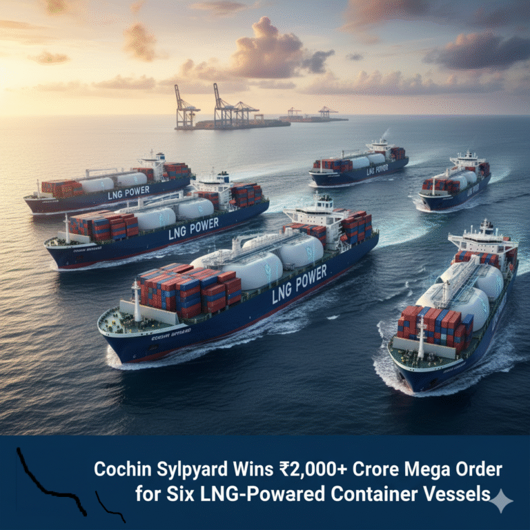 Cochin Shipyard Wins ₹2,000+ Crore Mega Order for Six LNG-Powered Container Vessels