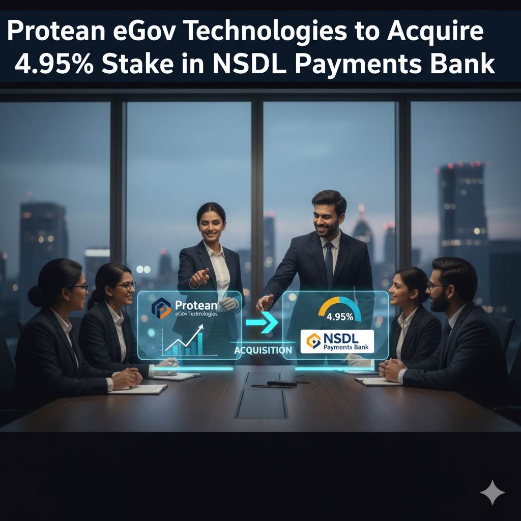 Protean eGov Technologies to Acquire 4.95% Stake in NSDL Payments Bank