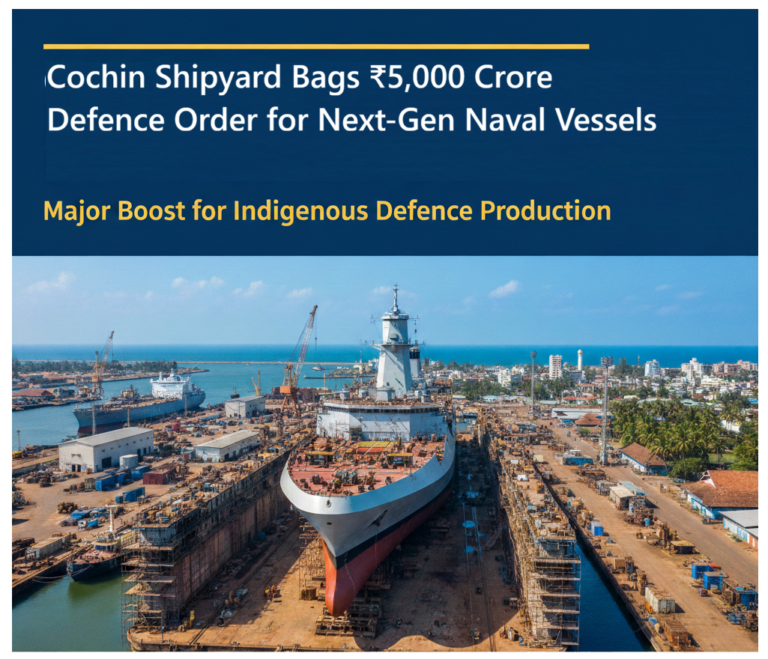 Cochin Shipyard Bags ₹5,000 Crore Defence Order for Next-Gen Naval Vessels