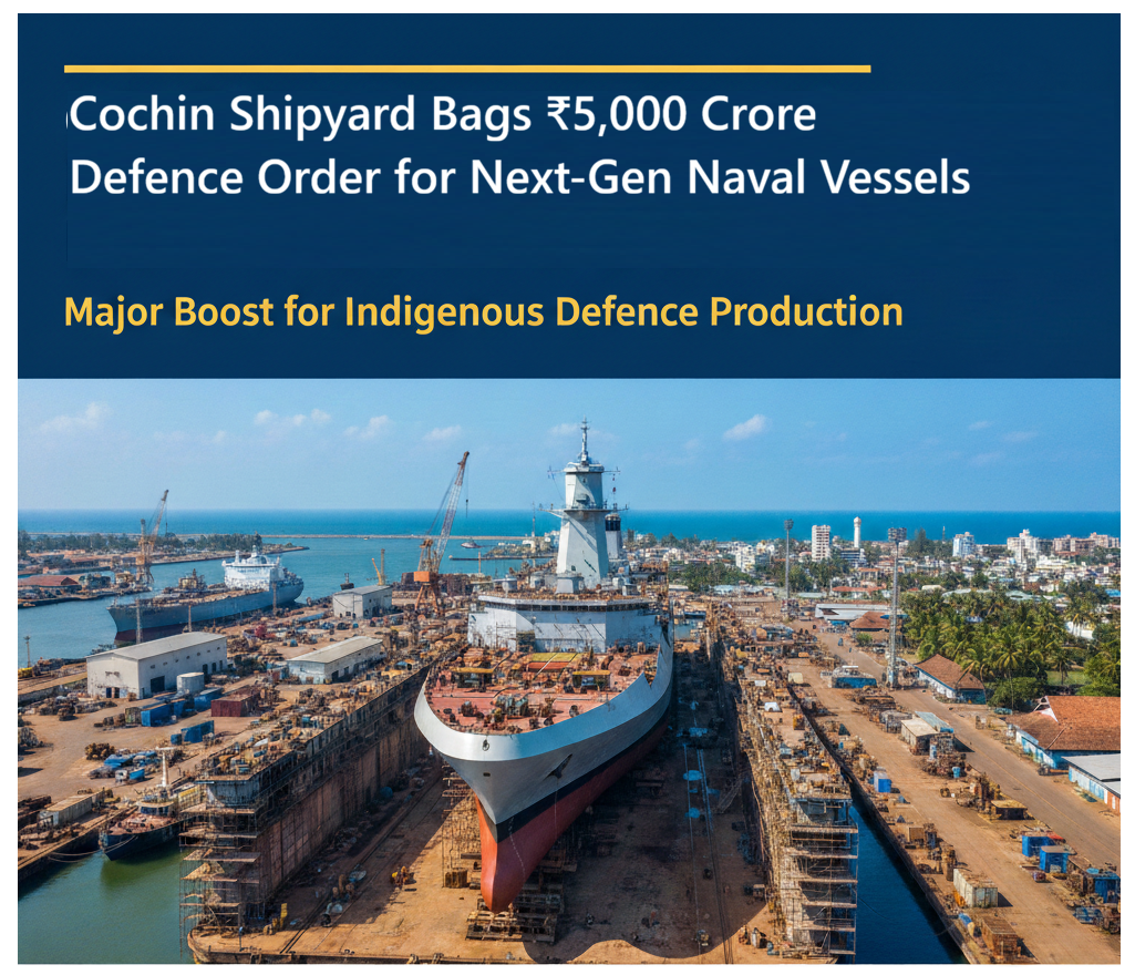 Cochin Shipyard Bags ₹5,000 Crore Defence Order for Next-Gen Naval Vessels