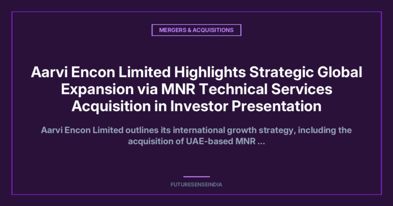 Aarvi Encon Investor Presentation: Expansion Strategy, International Growth and New Business Verticals