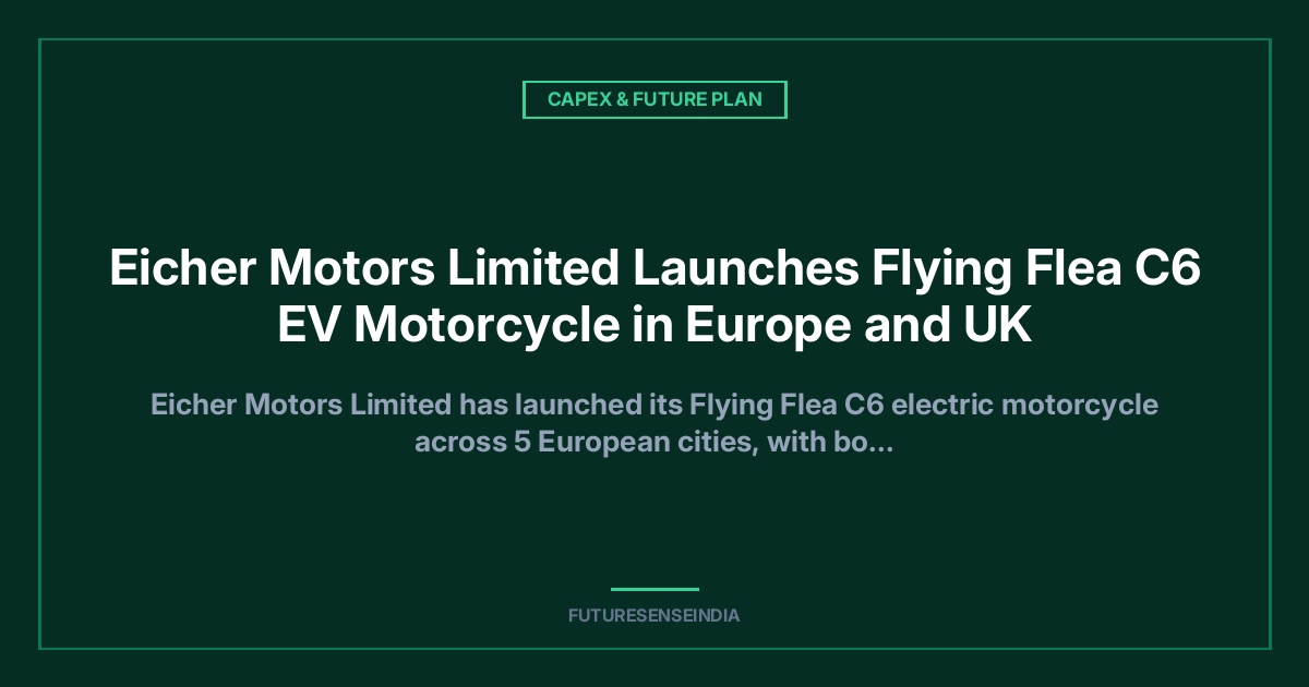 Eicher Motors Launches Flying Flea C6 EV in Europe and UK: Price, Range and Investor Impact