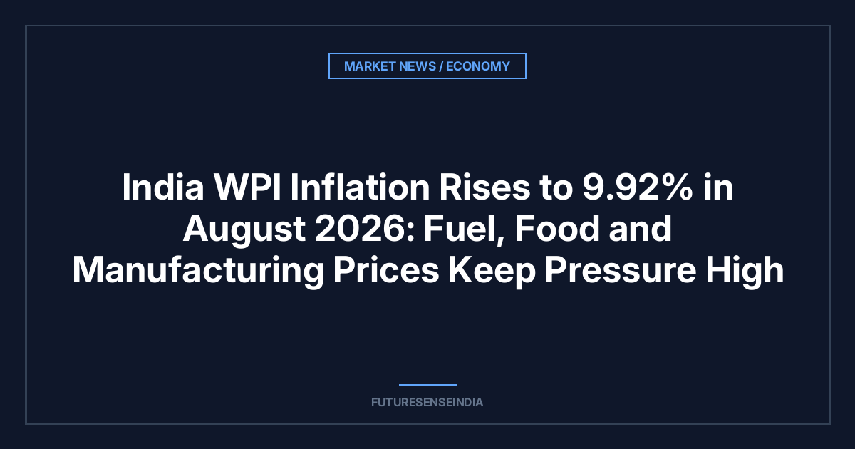 India WPI Inflation Rises to 9.92% in August 2026: Fuel, Food and Manufacturing Prices Remain Key Drivers