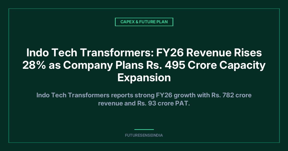 Indo Tech Transformers: FY26 Revenue Rises 28% as Company Plans ₹495 Crore Capacity Expansion