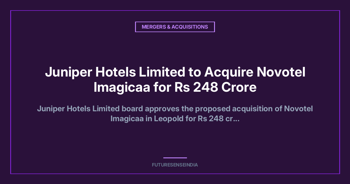 Juniper Hotels to Acquire Novotel Imagicaa for ₹248 Crore