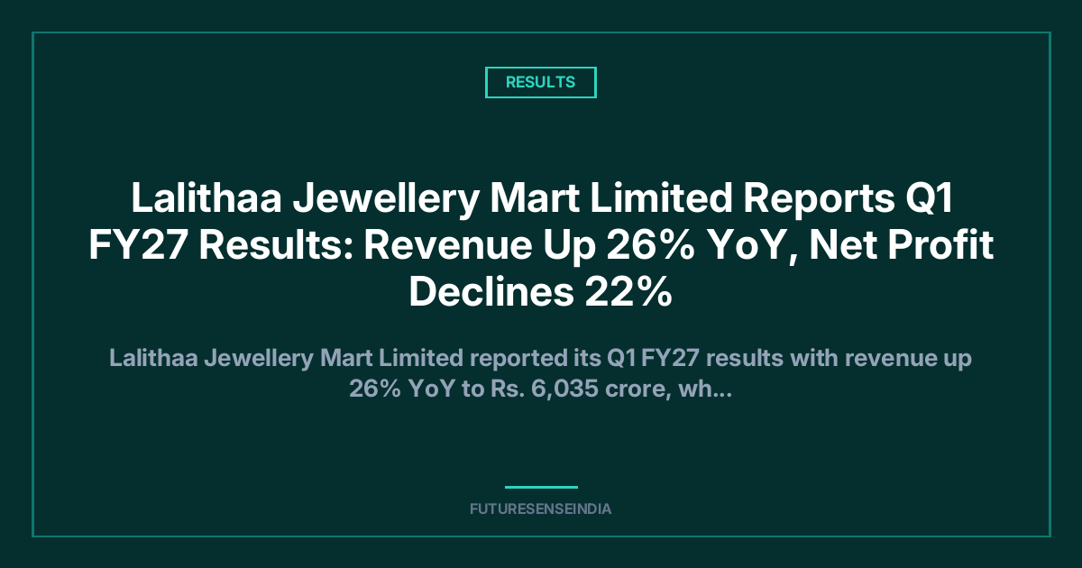 Lalithaa Jewellery Q1 FY27: Revenue Rises 26% to ₹6,035 Crore, But Profit Falls 22%