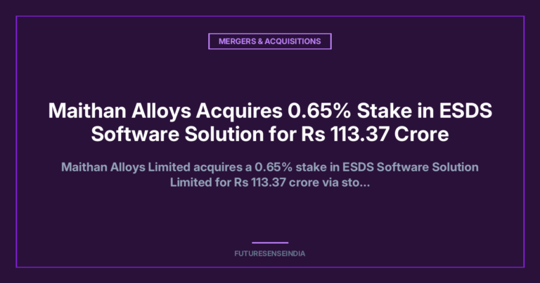 Maithan Alloys Invests ₹113.37 Crore in ESDS Software Solution, Acquires 0.65% Stake