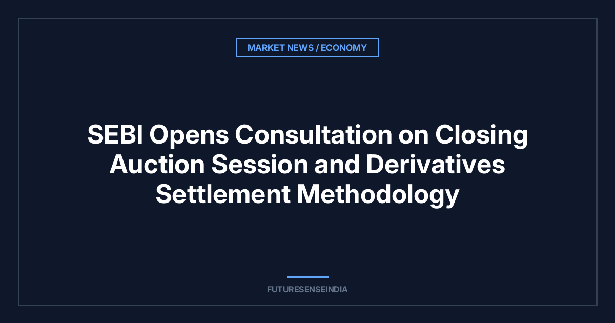 SEBI Opens Consultation on Closing Auction Session and Derivatives Settlement Methodology